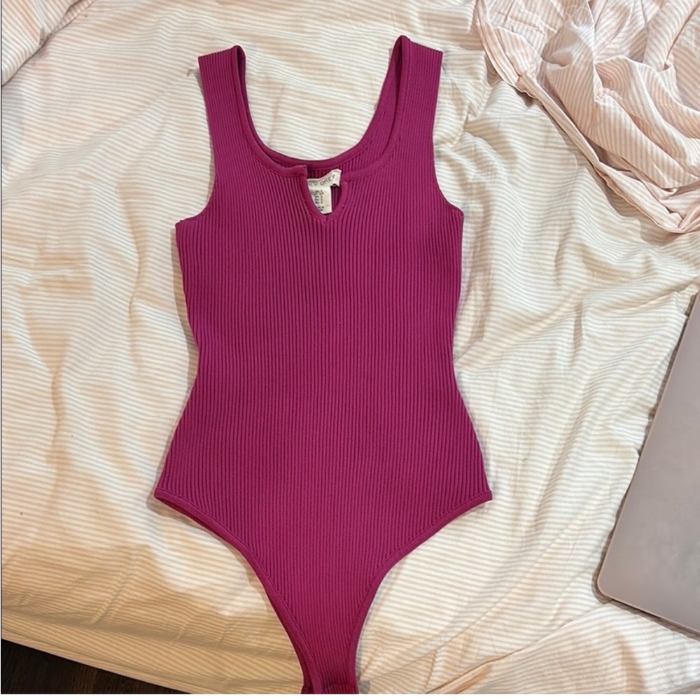 Women’s Magenta Ribbed Bodysuit